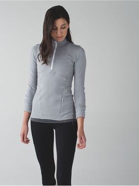 Lululemon Grey White Herringbone 1/4 Zip Pullover 8